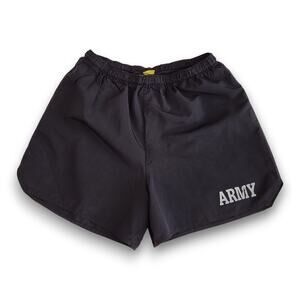 US Army PT Shorts Large Black Reflective Logo Nylon Lined